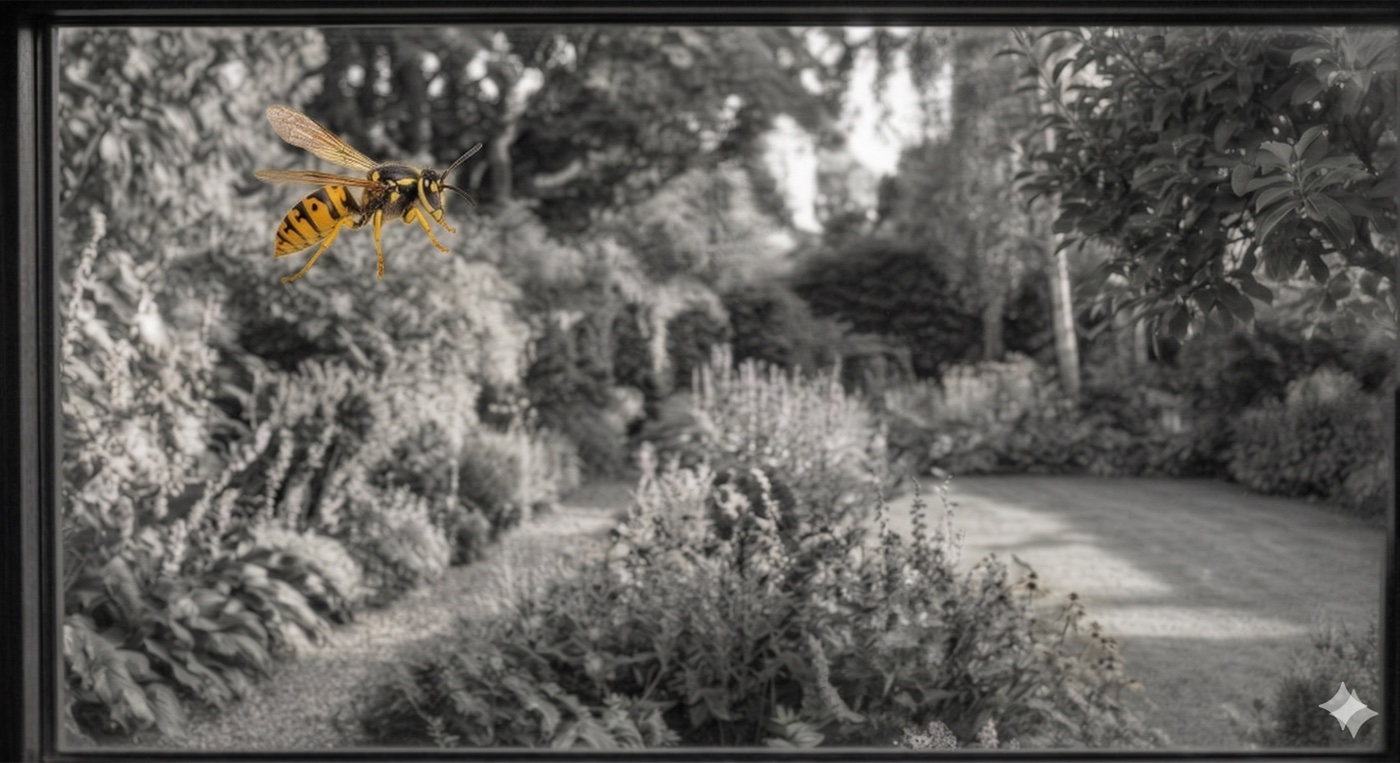 Before fly screen installation — wasp entering through open window
